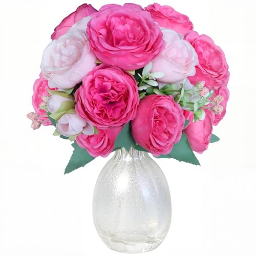 2 Pack Pink Artificial Peony Bouquet |Silk Peonies with Buds & Foliage, Realistic Faux Flower Available for Wedding Bridal, Party Backdrop Decor, Wreath DIY, Home Table Centerpiece,Door Garland - color: Pink