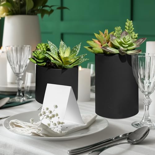 Winlyn Set of 3 Artificial Plants Decor Greenery Fake Succulents Indoor Potted Fake Plant with Black Planter for Farmhouse Room Bathroom Bedroom Kitchen Office Table Desk Decor - color: Black Planter Pots