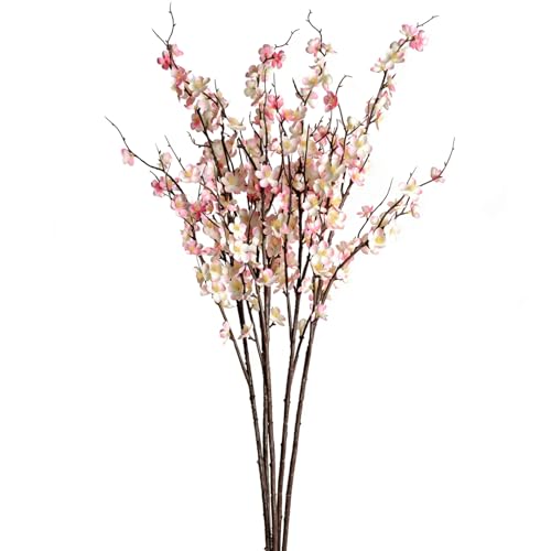 BohoSM 5pcs 39'' Cherry Blossom Branches Silk for Artificial Stems Vase Wedding Decor (5, Pink) - color: Pink