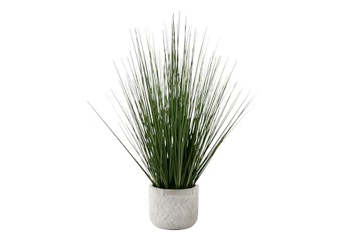 Monarch Specialties I 9574 Artificial Plant, 21" Tall, Grass, Indoor, Faux, Fake, Table, Greenery, Potted, Real Touch, Decorative, Green Grass, White Pot