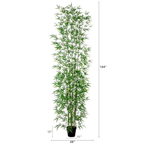 Nearly Natural 12ft. Artificial Green Bamboo Tree - size: 12ft