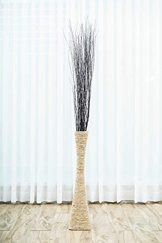 Leewadee Tall Vase Filler, Natural Grass Stems – 2 Bunches of Colored Decorative Branches for Vases, Carefully Dried Rattan Twigs for Home Decoration, 45 inches, Black Brown - color: Black Brown, style: Rattan Branches