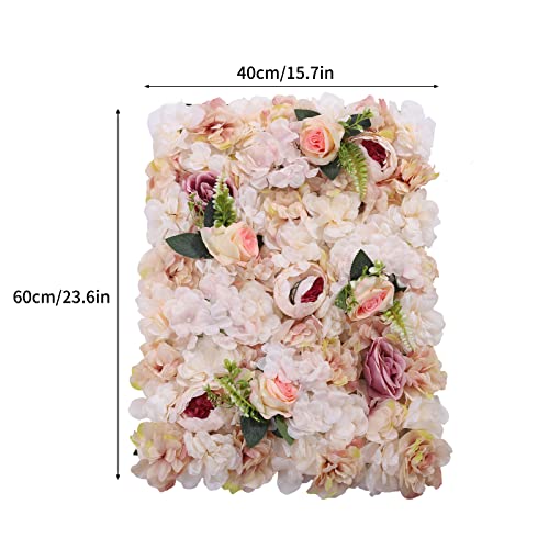 Pink Yellow Flower Wall Panels, Artificial Peony Rose Backdrop, 6Pcs 3D Silk Floral Panels for Wedding Decor, Party Background, Home Wall Decoration (40x60cm) - color: Pink, Yellow