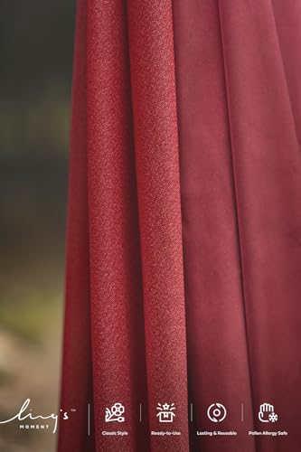 Ling's moment Burgundy Artificial Wedding Arch Flowers Kit Pack of 4, 2pcs Hanging Flower Arrangement 2pcs Chiffon Drapes Ceremony Reception Fake Rose Arbor Backdrop Floral Party Outdoor Decorations - color: Red-burgundy & Navy