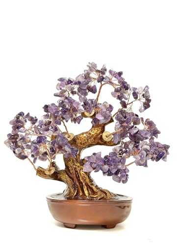 Feng Shui Crystal Money Tree of Life, Artificial Plants Made in uv Resin,Bonsai Tree.Diamond Art Tree of Life,Home Decor,Art Supplies. Gfit for Women,man.(Purple Treasure Tree) - color: Purple Treasure Tree 