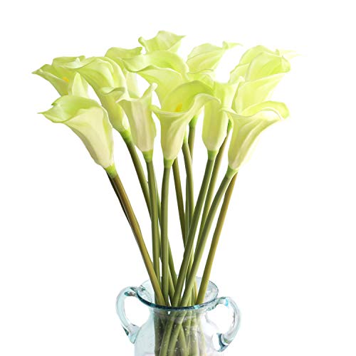 10pcs Realistic Green Calla Lily Artificial Flowers, 26'' Long Stem, Wedding & Party Decor - color: Green