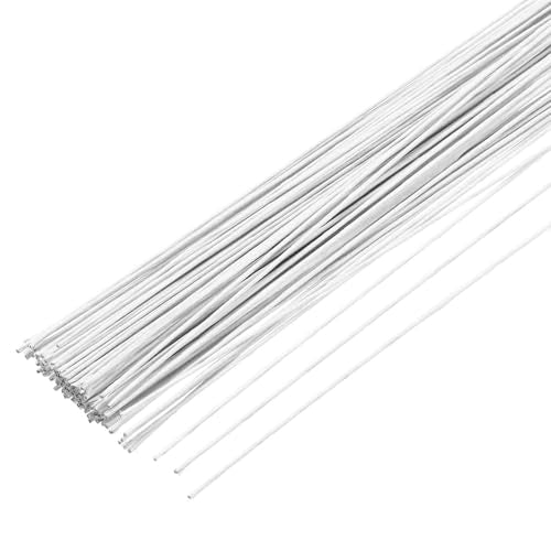 MECCANIXITY 100pcs White Floral Wire Stems Bendable 0.7mm 22 Gauge Florist Wire for Artificial Flower Making Crafts Wreaths Supplies - color: White, size: 0.7mm