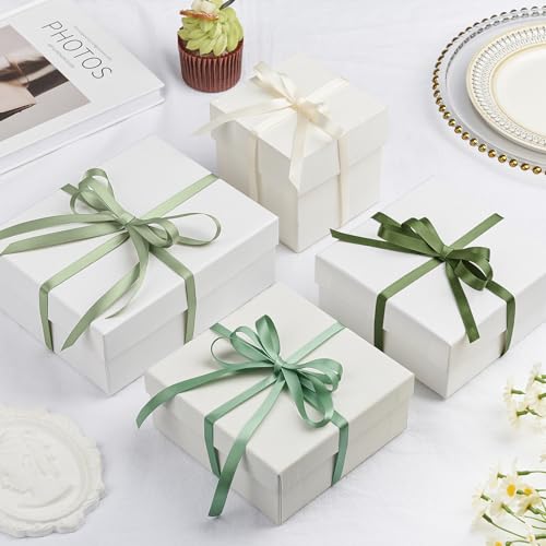 Mauproy 3/8 Inch Sage Green Satin Ribbon, 4 Rolls Total 40 Yards, Double Faced Mixed Green Thin Ribbon for Gift Wrapping, Flower Bouquets, Crafts, Wedding Decorations - color: Sage Green