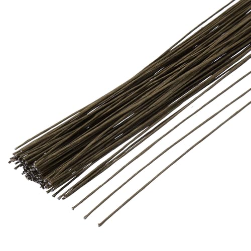 MECCANIXITY 100pcs Brown Floral Wire Stems Bendable 0.45mm 26 Gauge Florist Wire for Artificial Flower Making Crafts Wreaths Supplies - color: Brown, size: 0.45mm