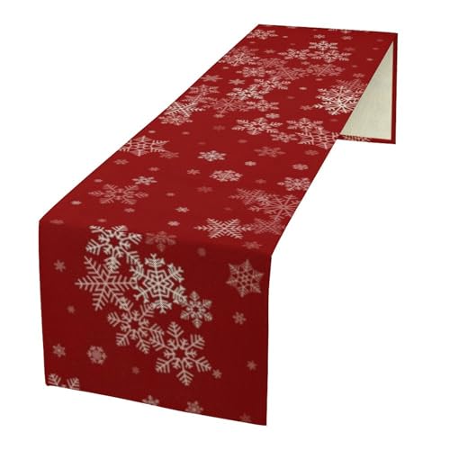 Christmas Snowflakes Table Runner Seasonal Winter Holiday Theme Art Printed Dinner Runner for Home Party Kitchen Dining Table Decor Fabric 1 Panel W13xL36in - color: Christmas-5, size: 13"W x 36"H
