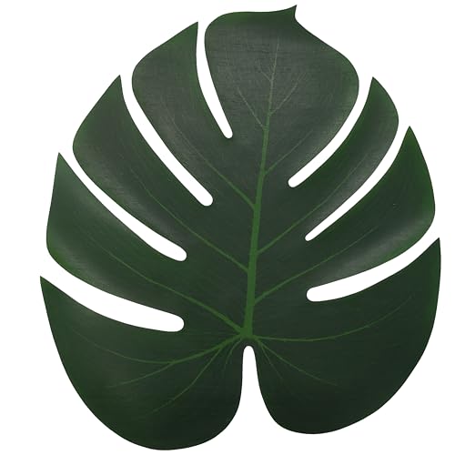 Artificial Palm Leaves, 36 Pcs 15.4 * 13.8" Big Leaf Placemat, Green Palm Monstera Tropical Table Decor, Party Decorations,Safari Leaves Decoration,Hawaiian Leaves Decor