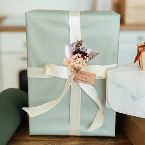 Mini Bouquet Proposal Gifts for Bridesmaid - Dried Rose with Baby's Breath, Natural Dried Flowers Decor for Bridesmaids Proposal Box, Romantic Wedding Keepsake for Bridal Shower Bachelorette Party - style: rose