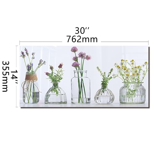 DAIFURONGE Tempered Glass Backsplash for Kitchen,Flowers and Vase, 30"x14" | Behind Stove Back Splash Panel Protector, Easy to Clean, Kitchen Wall Decor,One Piece Oven and Range Backsplash - size: 30"L x 14"W
