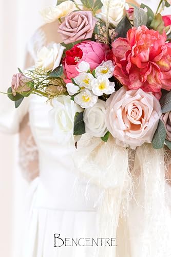 14 Inch Blush Wedding Bouquet for Bride,Spring Wedding Bouquet,hot pink Bridal Bouquets for Bride, for Wedding Ceremony Anniversary,Party and French Rustic Vintage Wedding,Artificial Flowers - color: Blush Pink, size: 14 Inch
