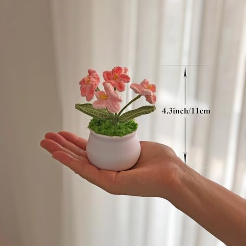Joekaran Crochet Flowers Cute Flower for Her, Graduation Birthday Gifts for Women and Teacher, Mother, Coworkers, Valentines, Christmas, Desk Decor,Home Office Decoration(Pink Gradient Myosotis) - color: Pink Gradient Myosotis