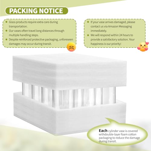 12Pack Glass Cylinder Vases for Centerpieces - 10 Inch Tall Flower Vase for Wedding Decorations, Floating Candle Holder Vase Bulk,Glass Hurricane Candle Holders for Table Shelf, Party, Home Decor - size: 3.35×10inch