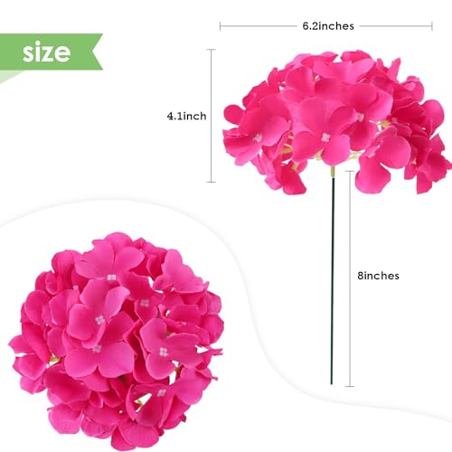 AVIVIHO 60 PCS Hot Pink Hydrangea Artificial Flowers Bulk (Not Squished) Realistic Fake Flowers Hydrangea Silk Flowers with Stems for Wedding Party Home Decor Table Centerpieces Florals Decoration - color: Hot Pink, size: 60PCS