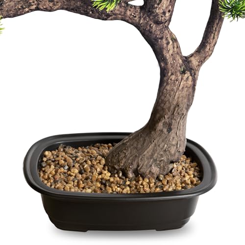 Artificial Bonsai Tree, Large Faux Pine Plants 15 inch, Faux Juniper Potted Plants Indoor Decor for Office Desk Home Table, Greenery Desktop Bonsai Plant for Room Decorations, Tall 15" - style: A-Bonsai (15 Inch)