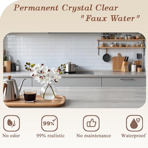 Artificial White Orichid Artificial Flowers in Clear Glass Water‑Filled Vase – Silk Fake Plants Table Centerpiece for Home, Shelf, Office & Dining Decor, Maintenance‑Free (2pcs White) - color: 2pcs White