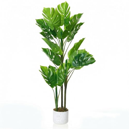 GAOMON 3.6ft Artificial Monstera Deliciosa Plants in Planter,Faux Tropical Palm Tree with 16 Leaves,Artificial Floor Plants for Indoor and Outdoor Home Porch, Garden