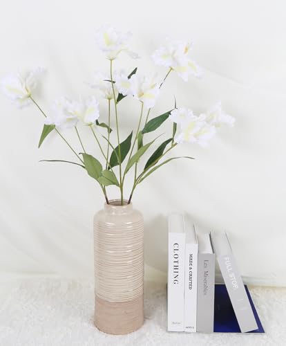 White Iris Flowers 5Pcs 15Heads - 35.4" Long Stem Artificial Iris Flowers for Tall Vase Faux Summer Flowers Floral Arrangements for Home Wedding Centerpieces Decor(White) - color: White