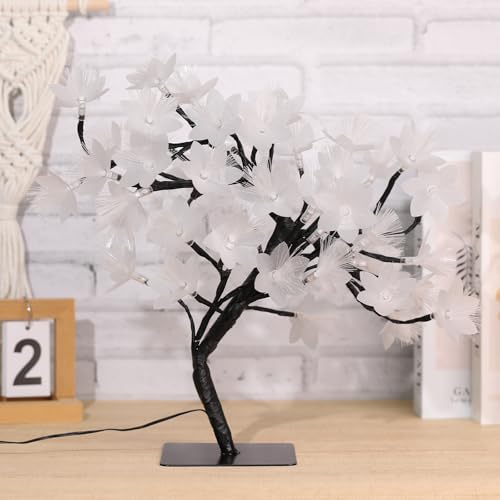 Fiber Optic Flower Tree Lamp - 48 LED Table Night Light USB Powered Artificial Flower Bonsai Tree Lamp Bedroom Living Room Decor Valentine's Day Birthday Gift for Women Girls Mother (Multicolor) - color: Multicolor