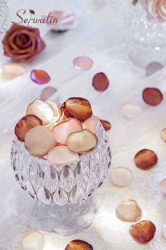 Serwalin 300Pcs Silk Rose Petals Artificial Flower Petals for Weddings Fake Rose Brown Petals Proposal for Wedding Basket Aisle Runner Bridal Shower (4 Color Mixes) - color: A Wonderful Brown, size: 300pcs