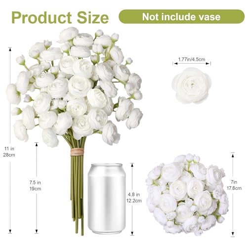 Ranunculus Artificial Flowers 18 Pcs, Faux Silk Mini Peonies Bulk Flowers for Vase, Fake Wedding Filler Flowers for DIY Bouquets, Centerpieces Arrangements Bridal Shower Decor, White - color: Ivory White
