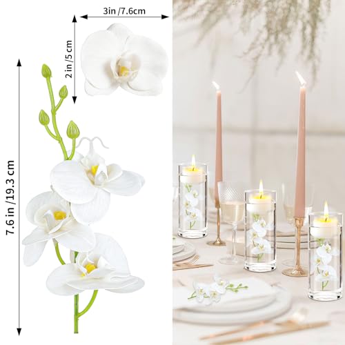 LARDUX 12 Pieces Artificial Flowers for Floating Candles Wedding Centerpiece Mini Orchid Flower Filler Vase Fillers for Wedding Dinning Table Party Home Bar Restaurant Decoration-Cream - size: 12 PCS Artificial Mini Orchids