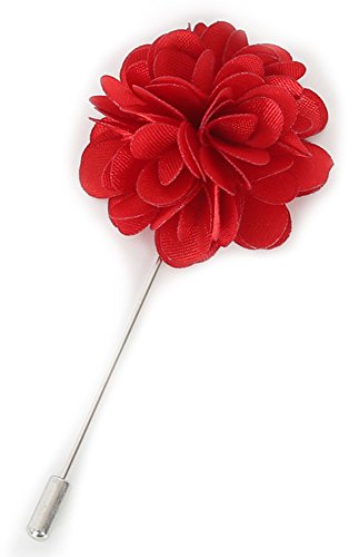 Flairs New York Gentleman's Essentials Premium Handmade Flower Lapel Pin Boutonniere - color: Crimson Red [Camellia]