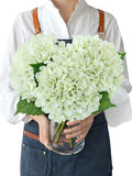 JINWOE Artificial Hydrangea Flowers, 3pcs 21" Latex Real Touch Spring Faux Hydrangea Flowers, Lifelike Artificial Hydrangeas for Porch Bouquets Wedding Home Table Centerpieces （White&Light Green） - color: White/Light Green