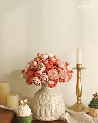 Letjolt Ranunculus Artificial Flower Deep Pink, 18 Pcs | Silk, Wedding Bouquet, Engagement Centerpieces, Bridal Shower Decorations - color: Deep Pink