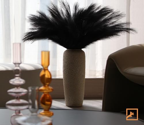 ZIFTY 63-Piece Large Tall Faux Black Pampas Grass (7 Hand-Bundled Packs of 9), 38 in/3.1FT Fluffy Artificial Flowers, Gothic Floor Vase Filler for Bedroom Bathroom, Modern Halloween Graduation Decor - color: Black, size: 38in 7pcs