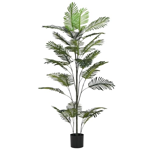 Christopher Knight Home Luke 86''H Artificial Tree Indoor, Artificial Palm Tree with Nursery Pot, Faux Tree for Living Room, Artificial Plant for Home Office Decor, 1pcs with Black Plastic Pot, Green - color: Green/86''h