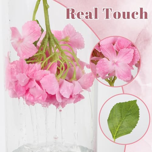 IPOPU 6pcs Real Touch Hydrangea Artificial Flowers Deep Pink Realistic Fake Hydrangea 12'' Faux Latex Flowers with Stems for Wedding Centerpieces DIY Floral Arrangement Home Party Decor (Deep Pink) - color: Deep Pink
