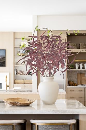 Briful Artificial Eucalyptus Willow Branches 33'' Tall Red Fake Eucalyptus Stems Arrangement, Realistic Faux Greenery Stems, Indoor Plant, Home Housewarming Farmhouse Porch Vase Decor, Set of 6 - color: 6pcs Burgundy