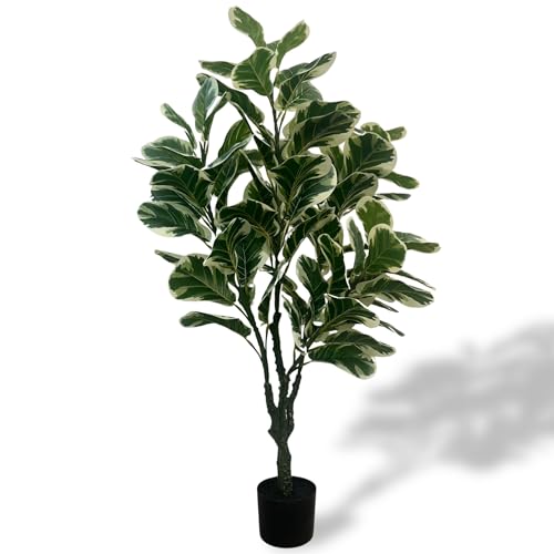XBrand 4ft Artificial Fiddle Leaf Fig Tree, Realistic Leaves Faux Ficus Lyrata Floor Plant for Indoor Home, Living Room and Office Decor, Decorative Fake Tree, Housewarming Gift - color: Ficus Tree - 4ft