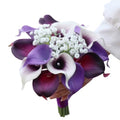 15pcs Artificial Flower Calla Lilies with Babys Breath 14" Mix Purple Flowers Bulk, Real Touch Plastic Flower for Wedding Bridal Bouquet Centerpiece,Spring Mother's Day Easter Home Decor
