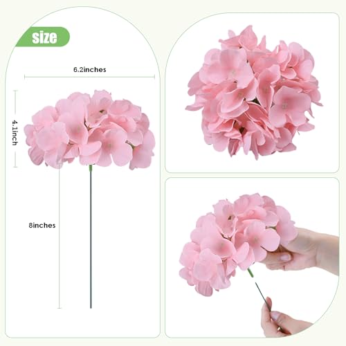 AVIVIHO 65pcs Fake Flowers Pink Hydrangea Artificial Flowers Bulk (Not Squished, No Steaming Need) Silk Flowers with Stems for Wedding Decor,Home,Baby Shower,Table Centerpieces Decoration - color: Pink, size: Medium