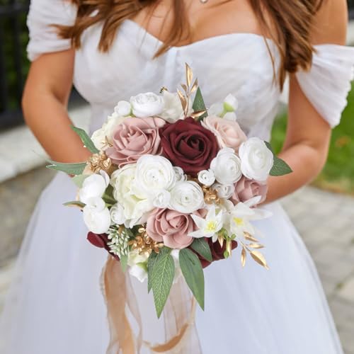 IPOPU Ranunculus Artificial Flowers 2 Bouquets Small White Flowers 12PCS Faux Ranunculus Flowers White for Vase Filler Bouquet Wedding Decor Bridal Shower Floral Filler Flowers Centerpieces (White) - color: White