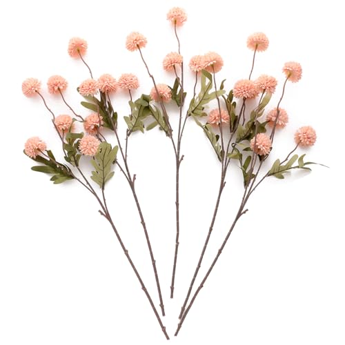 Laelfe 5pcs Dandelion Artificial Flowers Bridal Bouquet Wedding Home Party Decor - color: Dusty Pink