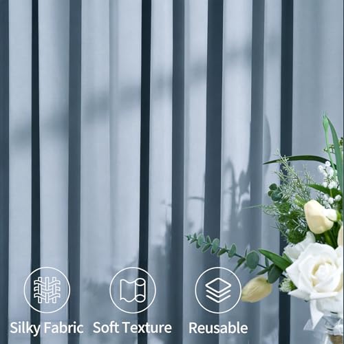 20ftx12ft Dusty Blue Backdrop Curtains for Parties, Wrinkle Free Polyester Photo Backdrop Drapes 4 Panels 12 ft Long Back Drop Cloth Drapery for Wedding Birthday Photography Background Party - color: Dusty Blue, size: 5ft(W)x12ft(H)_4 Panels