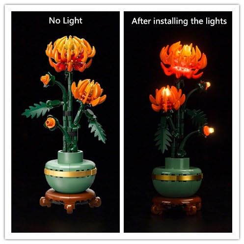 LED Light Kit for Lego Icons Chrysanthemum Flower Décor Building Set, Compatible with Lego 10368, Decoration Lights Gift (Only Light, No Building Models) - color: Chrysanthemum Flower 10368, size: Standard Version