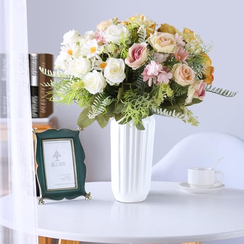 Artificial Flowers 3 Pack Artificial Fake Flowers Bouquet Wedding Bouquets Decorations Plastic Floral for Party Home Décor - color: Mixed-1