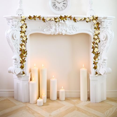 8Pcs 63Ft Cream Rose Garland, Fake Flower Vines, Artificial Vine Flowers, Rose Hanging Garland for Party Wedding, Garden, Room Table, Christmas, Backdrop Wall Arch Decor - color: Cream, size: 8Pcs-63Ft