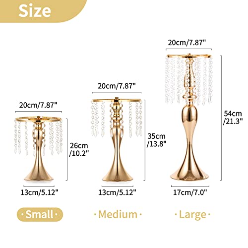 NUPTIO 10 Pcs Crystal Flower Stand Wedding Centerpieces for Tables, 10.2in/26cm Height Metal Flowers Holders Party Reception Dining Living Room Decor - color: Gold, size: 10 x S