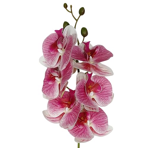 ATFL 10 Pack Pink Orchid Artificial Flowers Real Touch, 27'' Artificial Fake Faux Silk Orchid Stem Bouquets for Wedding Party Home Garden Decor,Orquideas Artificiales para Decora (excluding the vase) - color: Pink