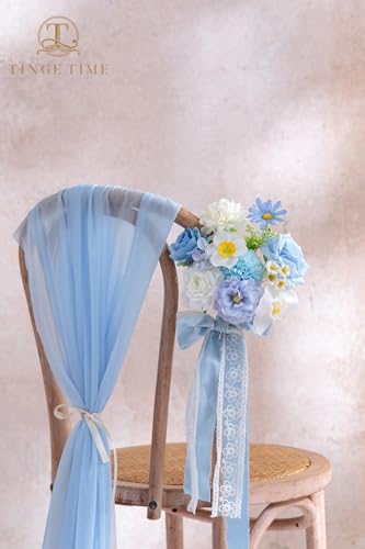 TINGE TIME Fake Flowers Artificial Flowers Peonies Bulbous Chrysanthemum Daisy Hydrangea Sunflower Violets Dahlia Daffodils Epiphyllum Orchid Cherry Blossom Camellia Leyaron (Light Blue) - color: Light Blue