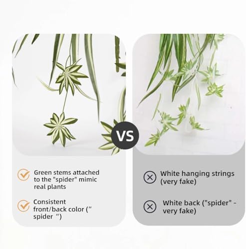 Sousi Artificial Spider Plants Hanging Baskets for Outdoor, Faux Silk Chlorophytum Comosum Summer Plants Fake Spider Plant with Pot for Outdoor Indoor Home Garden Office Decoreations - color: Green With Pot