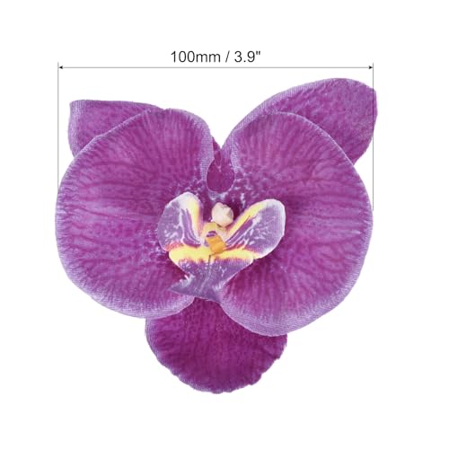 PATIKIL 10cm/3.9" Artificial Orchid Flower Heads, 20 Pack Silk Phalaenopsis Fake Butterfly Orchid Heads for Wedding Floral Bouquet Decor DIY Craft Making, Dark Purple - color: Dark Purple, size: 3.9"